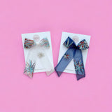 Blue Mesh Firework Sequin Longtail Bow