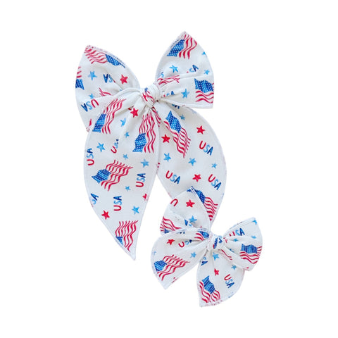 USA American Flag Print Fable Bow