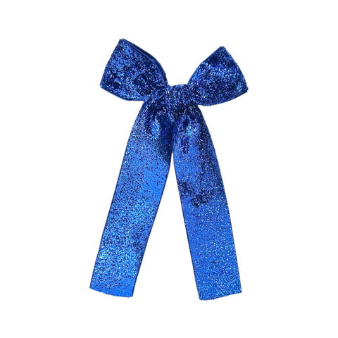 Blue Glitter Velvet Longtail Bow