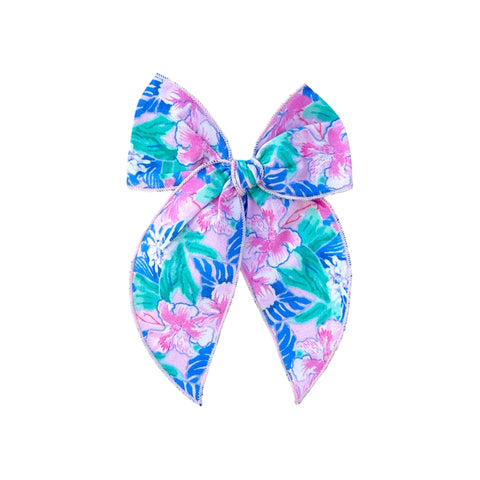 Tropical Watercolor Floral Print Fable Bow