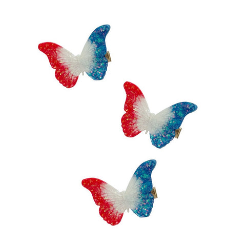Red White & Blue Butterfly Clip