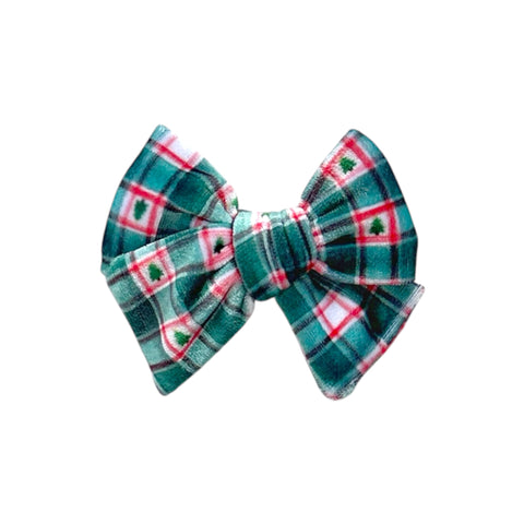 Green Christmas Plaid Pinwheel Bow