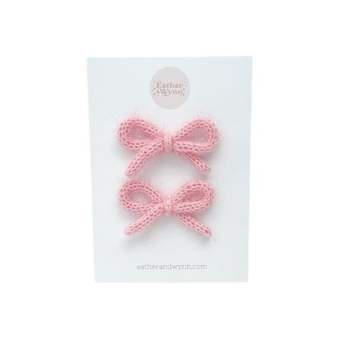 Pink Tinsel Knit Pigtail Set