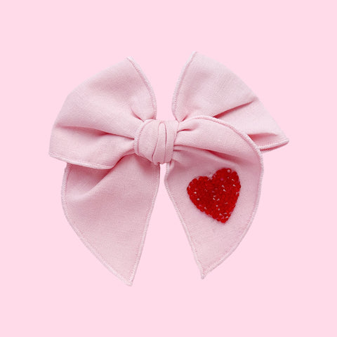 Pink & Red Jewel Heart Midi Fable Bow