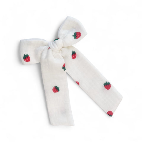 White Strawberry Gauze Longtail Bow