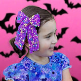 Purple Rainbow Velvet Longtail Bow