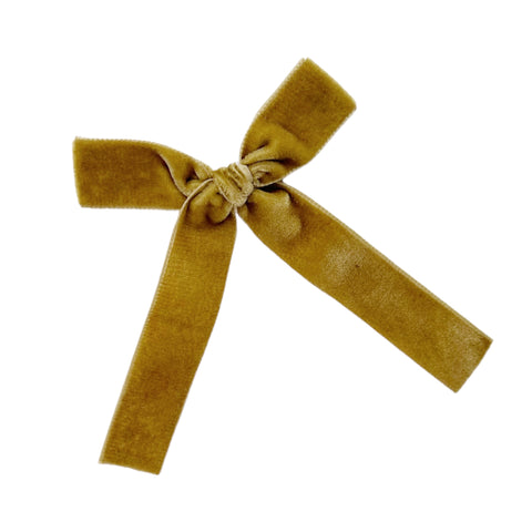 Antique Gold long tail velvet bow