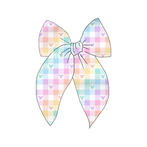 Large Rainbow Mouse Check Fable Bow