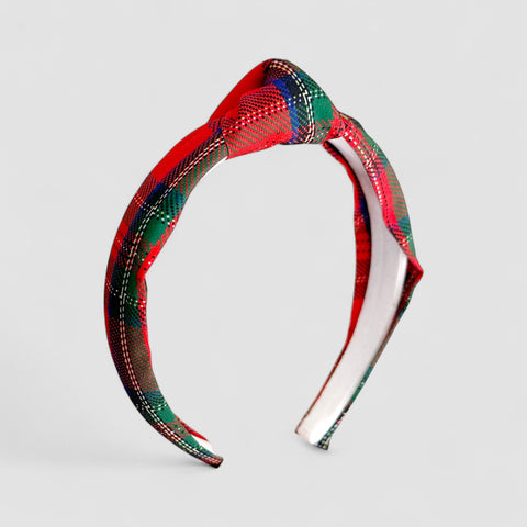 Red Plaid Knot Headband