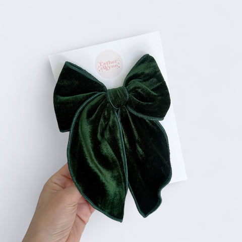 Large Green Velvet Fable Bow