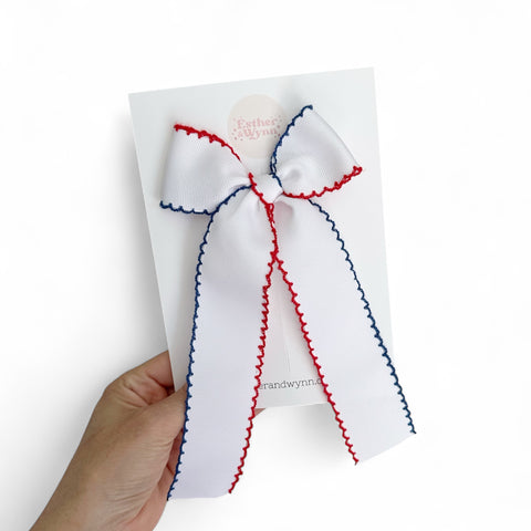 Red White & Blue Moonstitch Ribbon Bow