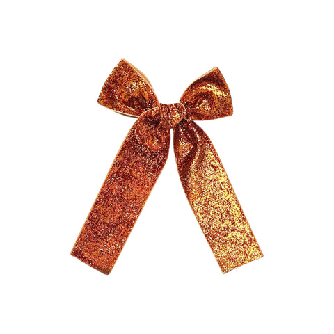 Orange Glitter Ribbon Longtail Bow