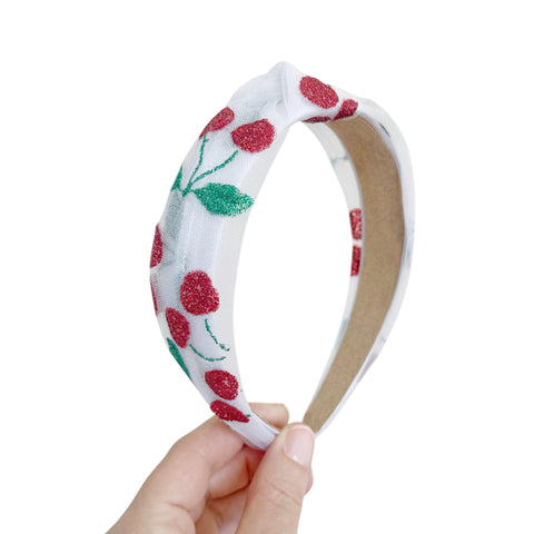 Glitter Cherry Mesh Knot Headband