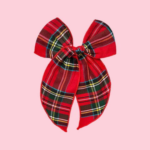 Red Christmas Plaid Fable Bow