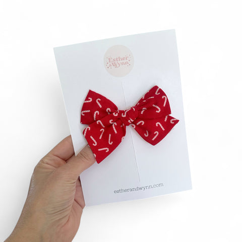 Red Candy Cane Pinwheel Bow