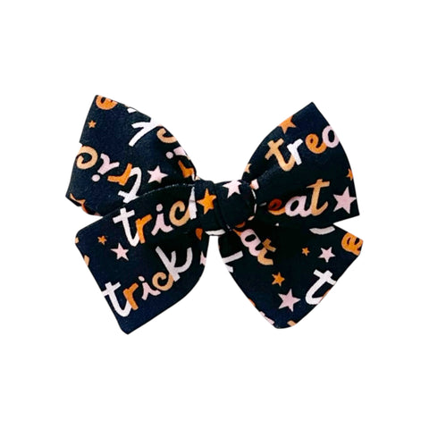 Black Trick or Treat Print Pinwheel Bow