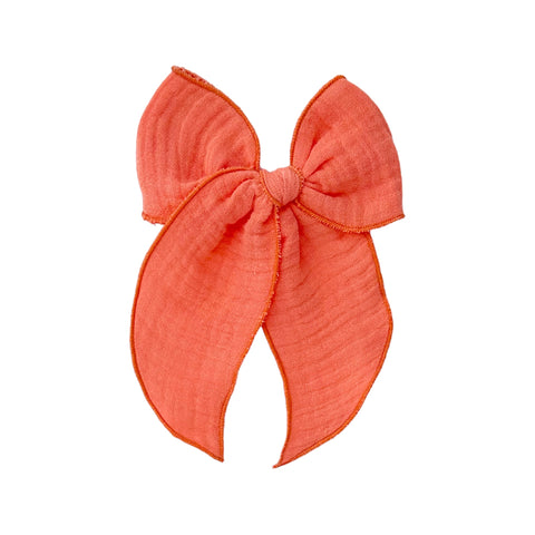 Tangerine Muslin Gauze Fable Bow