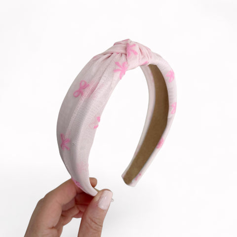 Pink Flocked Bow Knot Headband