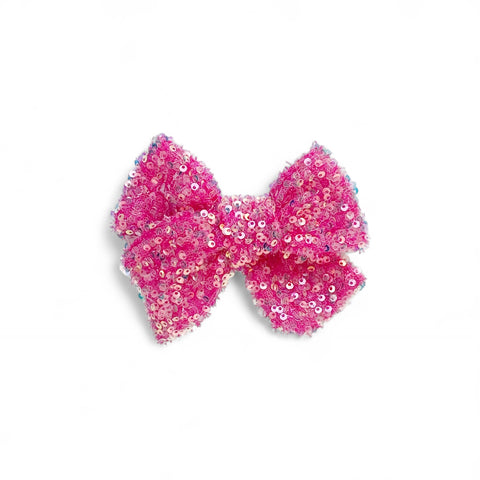Bright Pink Sequin Pinwheel Bow
