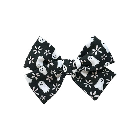 Black Floral Ghost Pinwheel Bow