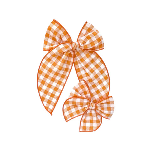 Orange Gingham Fable Bow