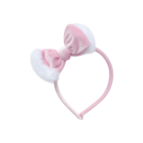 Pink Velvet Santa Bow Headband