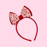 Pink & Red Velvet Heart Bow Headband