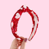Red Heart Sequin Knot Headband