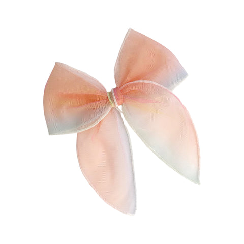 Large Orange Pink Blue Tulle Fable Bow