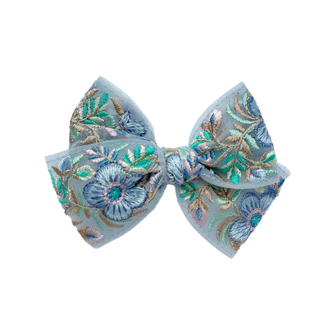 Pastel Floral Embroidered Bow
