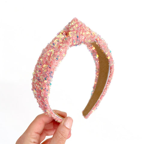 Peach Sequin Knot Headband