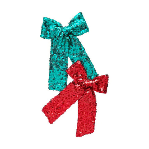 Red or Green Sequin Longtail Bow