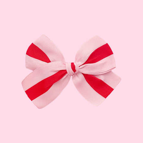 Pink & Red Stripe Ribbon Bow