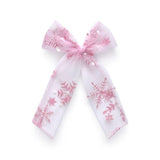 Pink Glitter Snowflake Tulle Longtail Bow