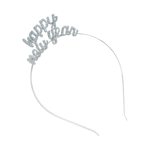 Silver Glitter Happy New Year  Headband