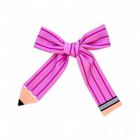 Bright Pink Longtail Pencil Bow