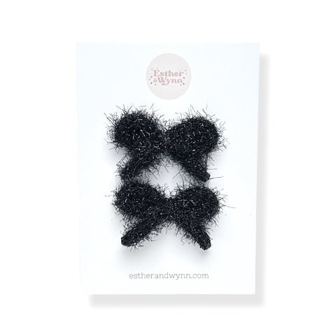 Black Tinsel Knit Pigtail Set