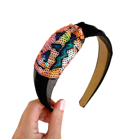 Sequin Pumpkin Knot Headband