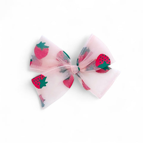 Pink Strawberry Tulle Bow