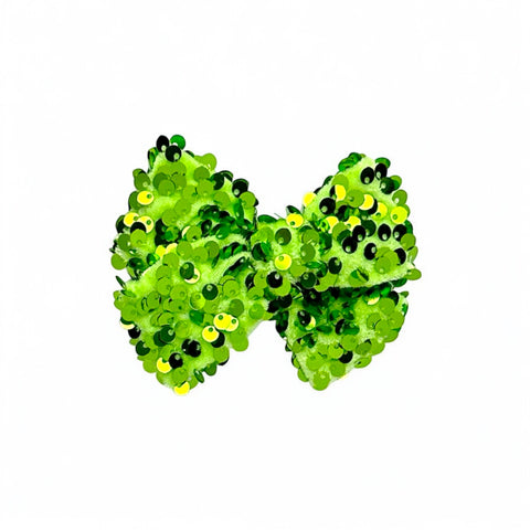 Grinch Green Velvet Sequin Pinwheel Bow
