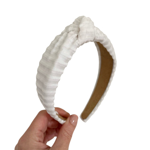 White Velvet Rib Knit Knot Headband