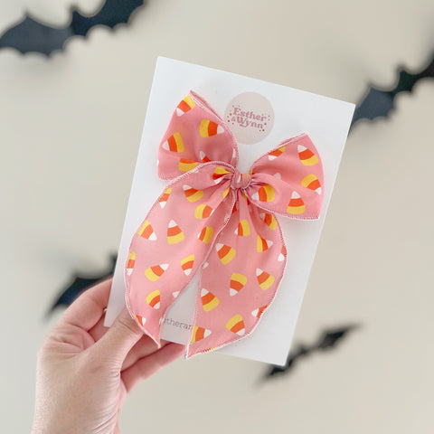 Pink Candy Corn Fable Bow