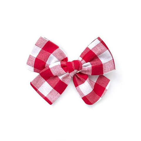 Red & White Gingham Pinwheel Bow