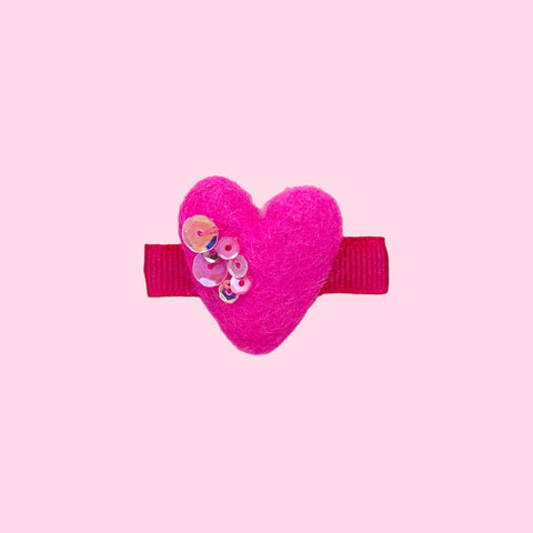 Pink Sequin Felt Heart Clip