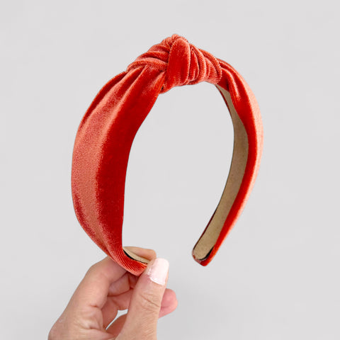 Rust Velvet Knot Headband