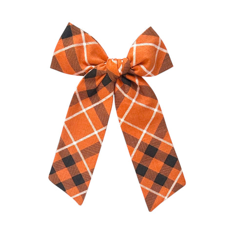Orange Fall Plaid Longtail Bow
