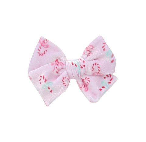 Pink Candy Cane Velvet Pinwheel Bow