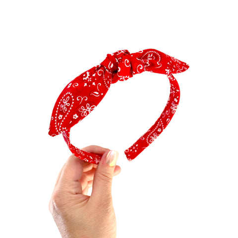 Red Bandana Print Bow Knot Headband