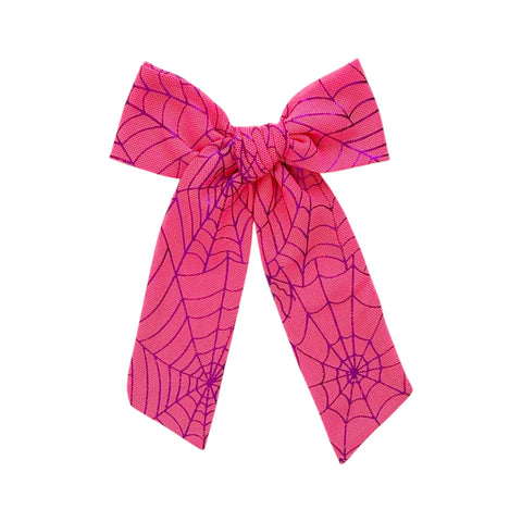 Pink Mesh Spiderweb Longtail Bow