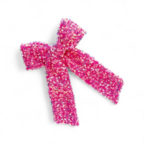 Bright Pink Sequin Longtail Bow
